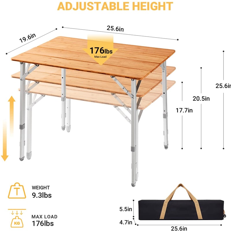 Klappbarer Campingtisch aus Bambus